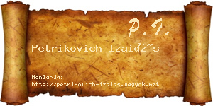 Petrikovich Izaiás névjegykártya